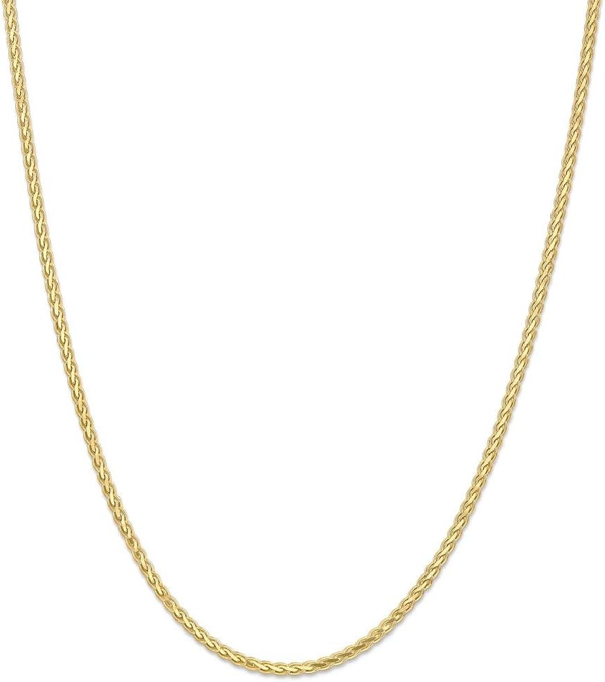 IceCarats 14K Solid Yellow Gold 2.8mm Flat Spiga Wheat Chain Necklace Polished