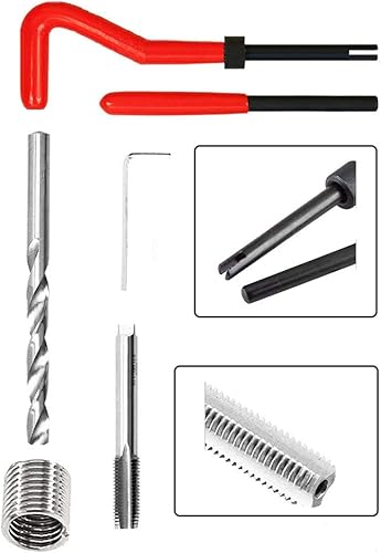Miniatura 2 de Juego de 15 piezas de inserción de reparación de roscas helicoidales, M9 x 0.049 x 0.531 in compatible con Auto Car Hand Tool Set
