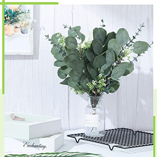 Mtlee 60 Pieces Artificial Eucalyptus Leaves Stems Greenery Fake Silver Dollar Eucalyptus Stems Faux Eucalyptus Plant Branches For Wedding Holiday Greens Bouquets Decoration #TOP4