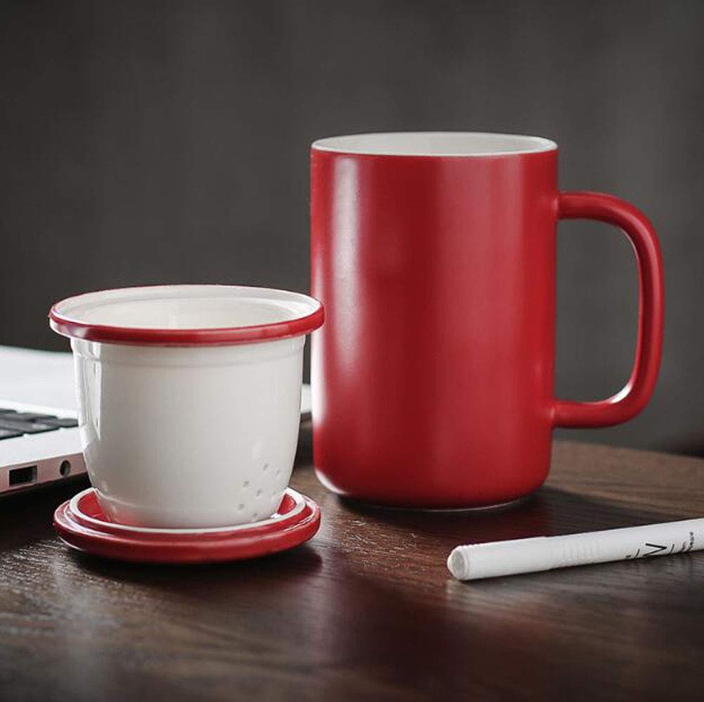 Maya Star Tea Cup with Lid and Ceramic Water Filter, Ceramic Filtered Tea Separation Cup, Office Cup Drinking Tea Cup #021