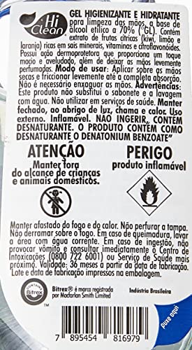 Hi Clean ÁLCOOL GEL ANTISSÉPTICO FRUTAS CÍTRICAS - MOSQUETÃO 24g