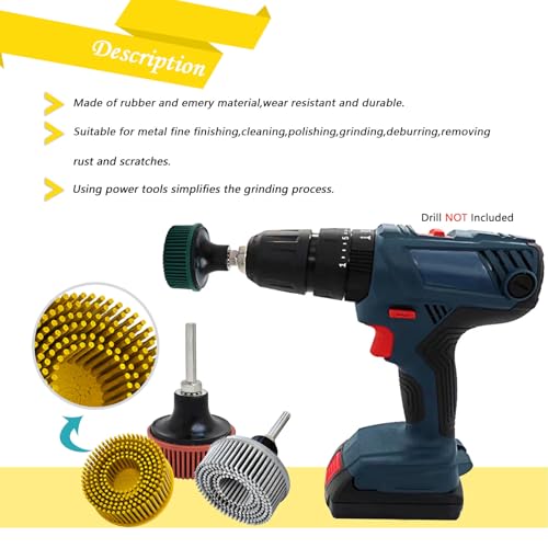 Image of Tools 2 Inch Bristle Disc Bristle Disc Grade - 80# Grit Abrasive Coating Removal Disc for Metal with 6mm Shank Attachment 1set