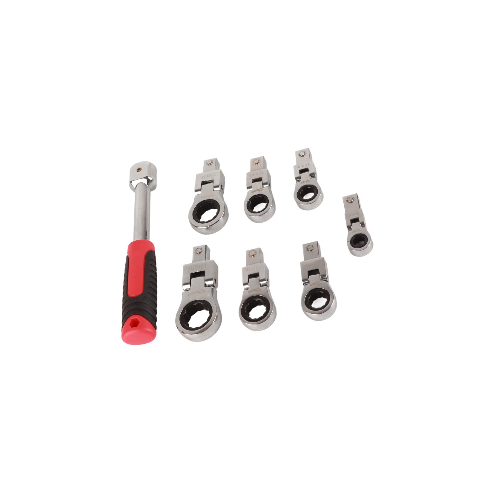 Jeu de clés à cliquet 8 pièces |Tête pivotante à 180° en acier allié chromé |Kit d'outils robuste pour la réparation automobile, l'entretien de la maison, l'assemblage de meubles