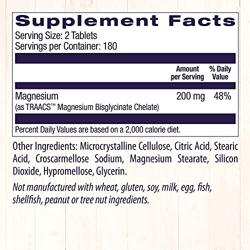 Healthy Origins Magnesium Bisglycinate Chelate (TRAACS) - Chelated Magnesium for Brain & Heart Health - Albion Magnesium Supplement - Unbuffered Supplements - 360 Tablets - Image 5