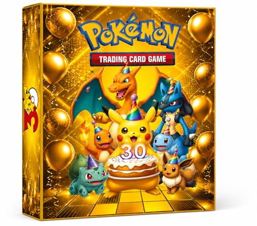 Pokémon Álbum de 9 Bolsos para Cards, Tema Celebração 30 Anos, Pikachu e Personagens