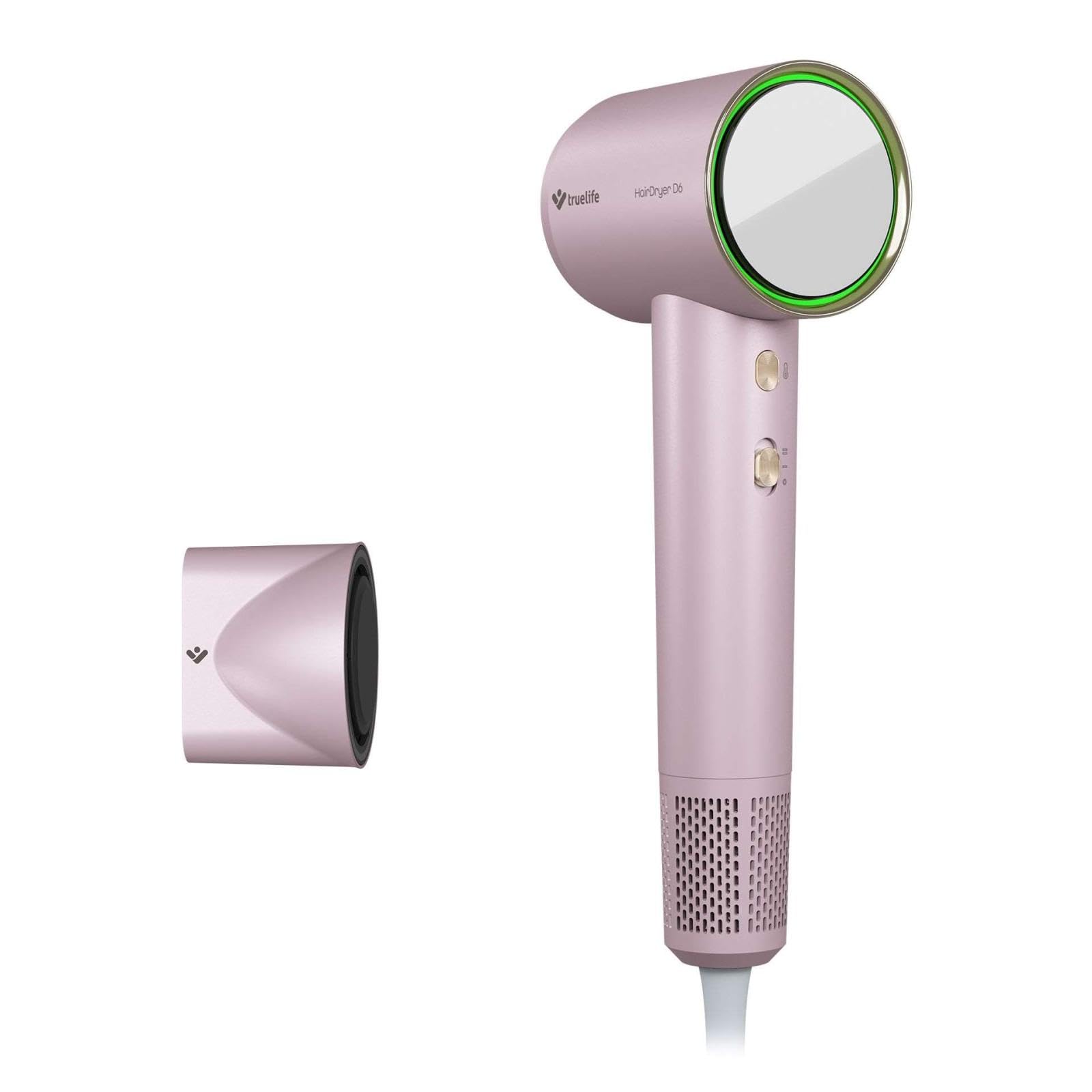 Truelife Hairdryer D6, Asciugacapelli Con Ionizzatore, Potenza Fino A 110.000 Giri/Min, Anello Led Colorato Per Indicatore Di Temperatura, 3 Livelli Di Asciugatura, 2 Velocità, Inserto Magnetico-image