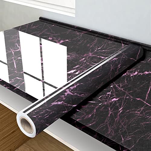 UNIHOME Black Marble Kitchen Wallpaper15.74 x78.74 Black Contact Paper Self Adhesive Removable Vinyl Peel and Stick Wallpaper for Kitchen,Countertop Cabinet Bathroom Furniture Decoration