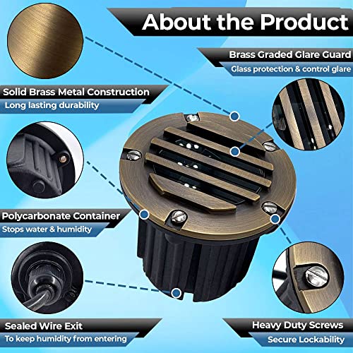 LED Spot Lights Outdoor Landscape Lighting Well Lights 112 - Solid Brass In Ground Light with 7W LED Bulb Security Landscape Lights for Bright Long Lasting Home Garden Patio Pool Area Deck Lighting - Image 3