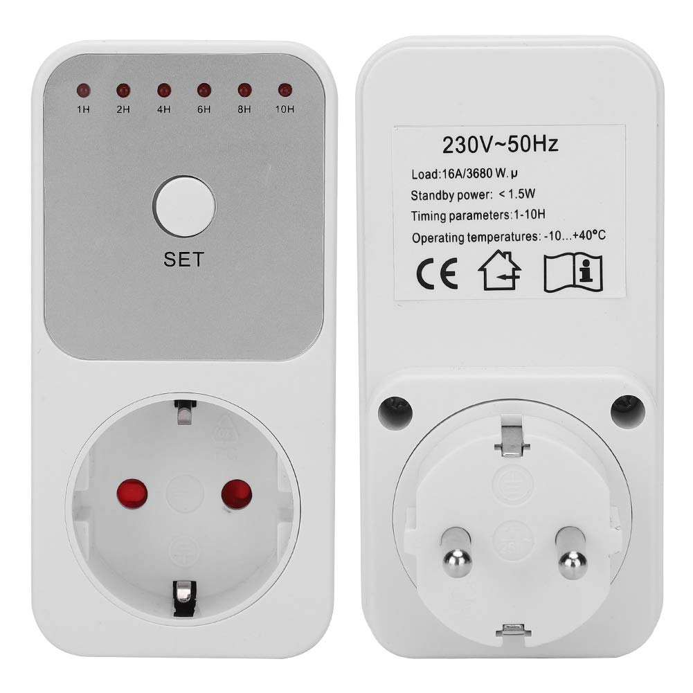 Wtyczka UE 230 V 16 A Timer Przełącznik Gniazda Zasilania Od 1 do 10 Godzin Swobodne Ustawianie Sterownika Wyłącznika Czasowego Odliczania do Oświetlenia Domu, Wentylatorów,