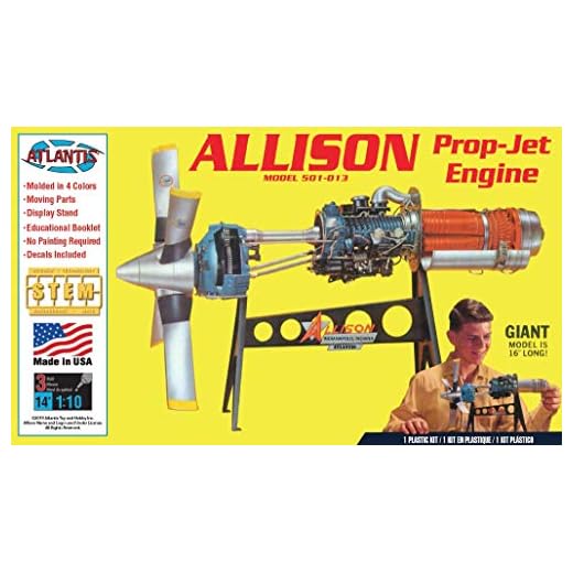 Atlantis Allison Prop Jet Aircraft Engine STEM Plastic Model Kit 1/10 Toy and Hobby
