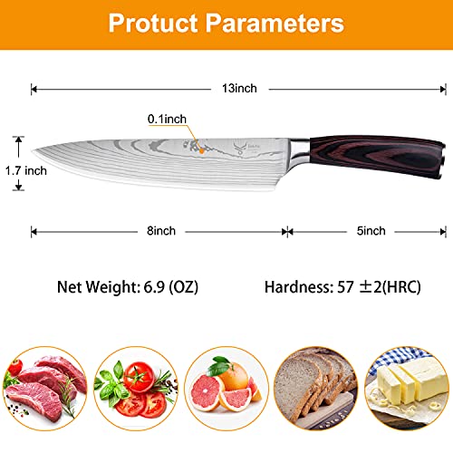 Bekhic Chef Knife - CKnife Pro Kitchen Knife 8-Inch Chef's Knife made of German High Carbon Stainless Steel ,Ergonomic Handle, Ultra Sharp