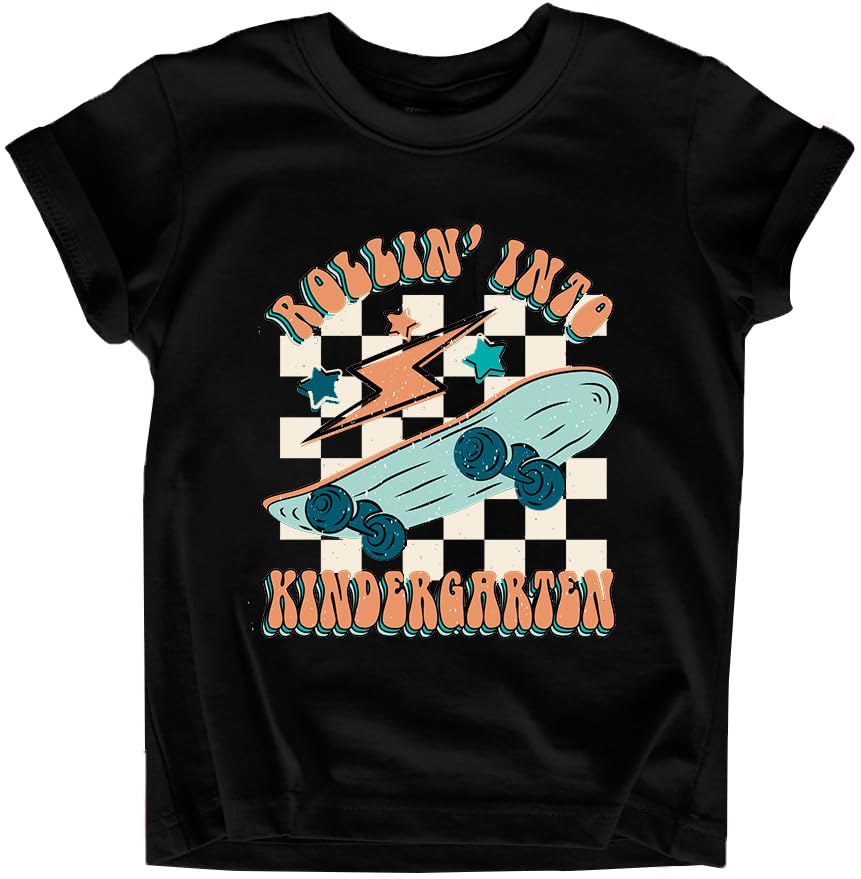 Image of Rollin Into Kindergarten Shirt Boys Girls First Day of Kindergarten T Shirts Little Kids Tee Top