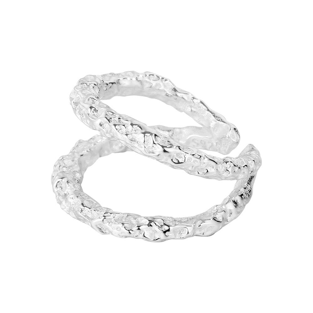 HGJH Anelli d'Argento,Anelli Regolabili per Donna Martello Design 925 Anelli di Eternità Punk Doppio Strato in Argento Sterling FEDI Nuziali Promettono Anelli per Ragazze Signore