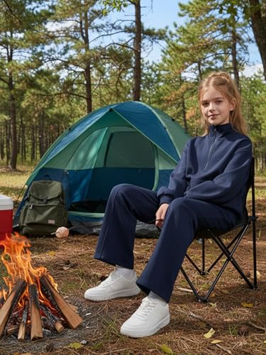 Valcatch Girls Sweatsuit Set 2 Piece Outfit Half Zip Pullover Sweatshirt and Wide Leg Pants Sets Fall Winter Casual Tracksuit3