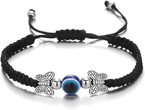 Pulsera de mal de ojo para mujeres y hombres pulseras de la suerte hechas a mano pulsera trenzada de macramé pulsera ajustable de protección para