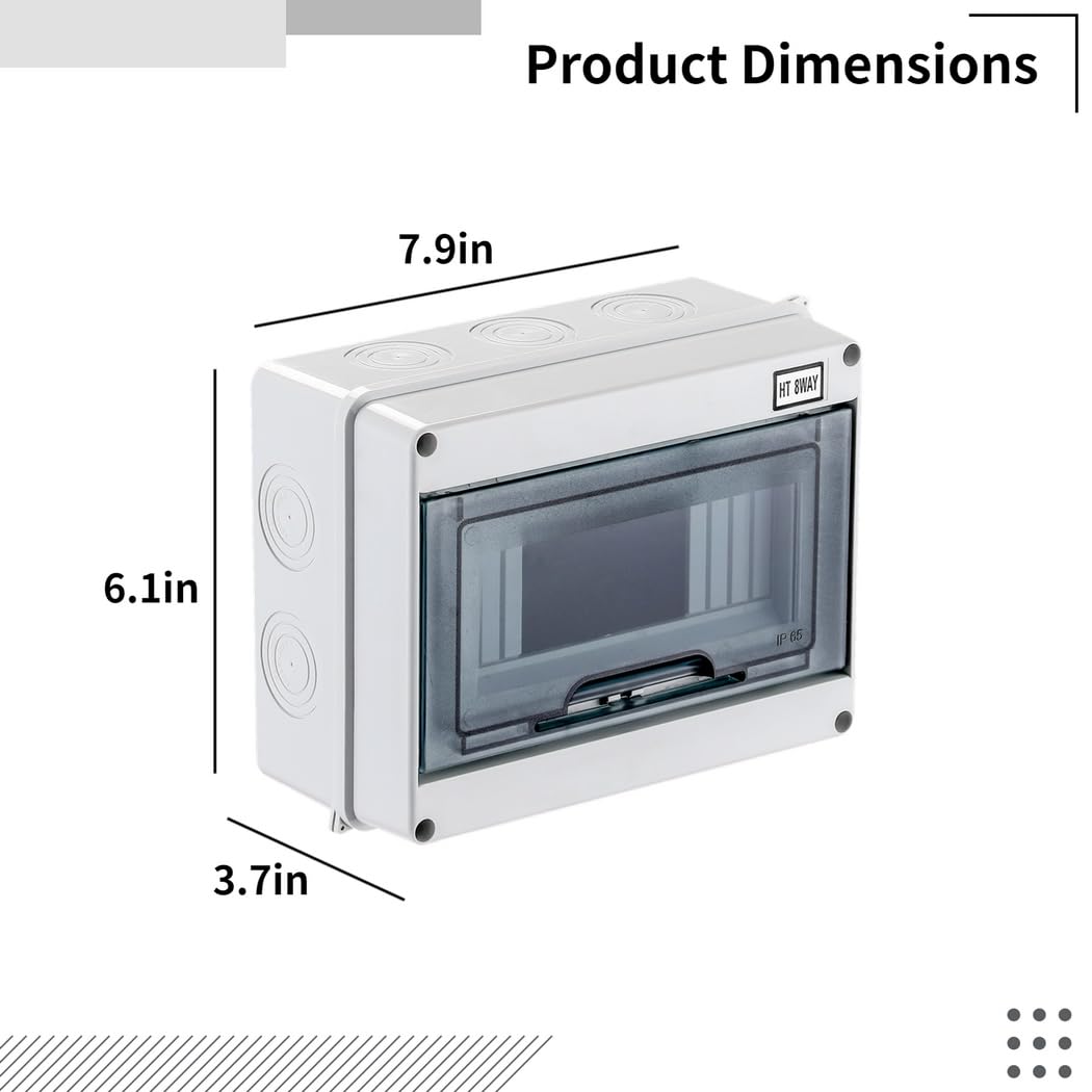 Verteilerkasten, Aufputz-ABS-Kunststoff-Elektrobox, IP65 wasserdicht und staubdicht, Gehäuse für Innen- und Außenbereich, passend für Sicherungsautomaten und Elektronik