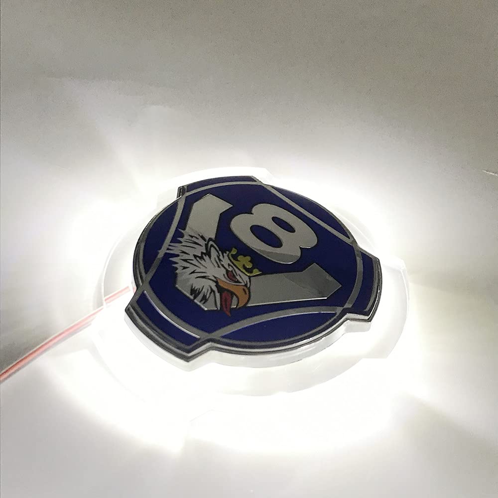 1x Griffin V8 Design per auto camion Scania, emblema anteriore con strisce LED bianche da 24V, applicabile agli accessori illuminati per camion (blu)