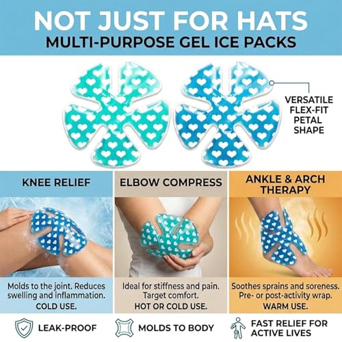Image of Adjustable Cooling Headband Inserts for Hats - Reusable Gel Ice Packs for Hard Hats, Sun Hats & Caps, 4-Hour Cold Therapy Relief for Migraines, Heat & Outdoor Activities, 2 Pack