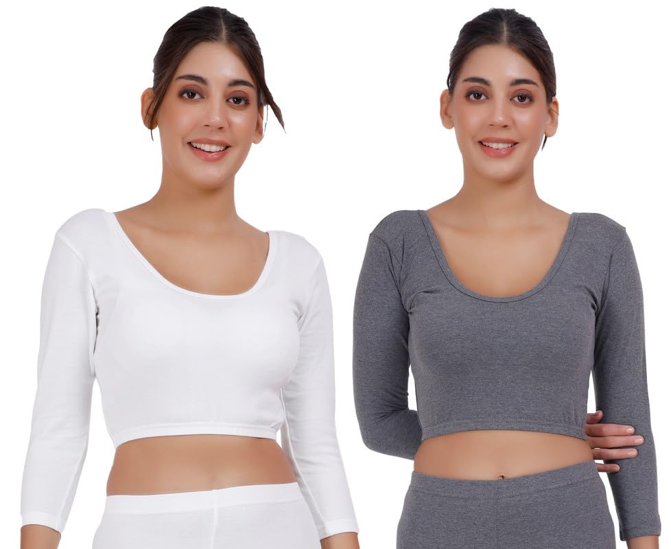 selfcare Womens Solid Polycotton Round Neck 3/4 Sleeve Innerwear Thermal Vest-picture-14