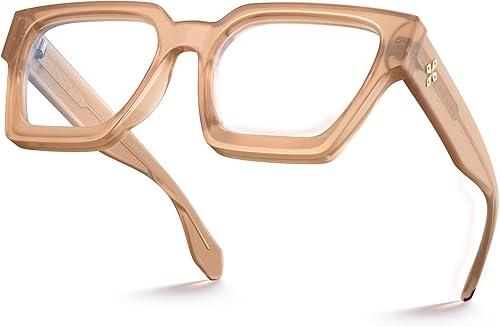 VISOONE Lentes con bloqueo de luz azul, rectangular, elegante, aspecto preppy, marco multicolor para mujeres y hombres, RIVER