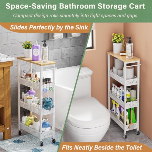 OKZEST Slim Laundry Room Organization Cart with Upgraded Metal Hub Casters - Image 3
