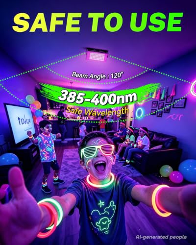 Image of 50W LED Black Light, Waterproof Blacklight for Glow Party, Halloween | for Neon Parties, Fluorescent Poster Tapestry, Birthday, Classroom, Bedroom, with Switch&Plug, Outdoor, IP66, Flood Light