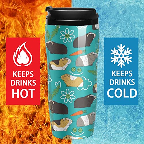 Taza de café con tapa de viaje de conejillo de indias de plástico con doble pared aislada con diseño de patrón de… - Imagen 5