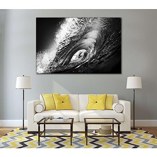 Tableau ocean vague noire et blanche 777 pour creer un salon apaisant et design