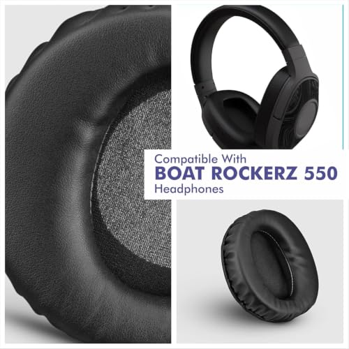 Image of Mayklen Headphone Cushion Pad Compatible with Boat Rockerz 550 & Boat Immortal IM 700 /IM1000D /IM 1300 Ear Cushion Replacement Pads Protein Leather, High-Density Memory Foam Earpad Cushions
