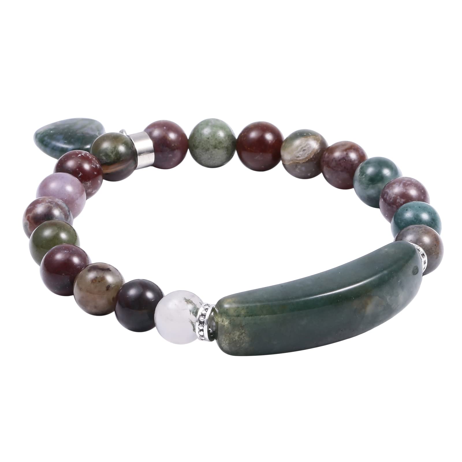 YDYDTTKD Stein-Armband, 8 mm Perlen, Chakra-Kristall, Energie, Herz-Charm-Armband, handgefertigter Schmuck für Frauen, Bergkristall