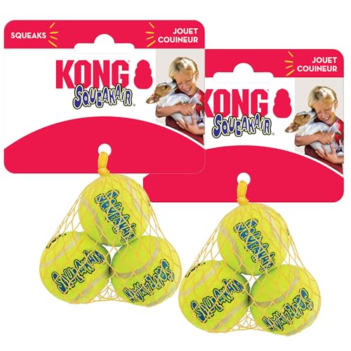 KONG - Squeakair Ball - Dog Toy Premium Squeak Tennis Ball, Gentle on Teeth (X-Small (6 Pack))