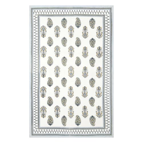 Image of BLOCKS OF INDIA 200TC Diwan Set Cotton 8 Piece | Deewan Printed Bedsheet Sets for Living Room Hall (Set of 8 Piece, 1-Bed Sheet | 2-Bolster Cover | 5-Cushion Cover (Color 45)
