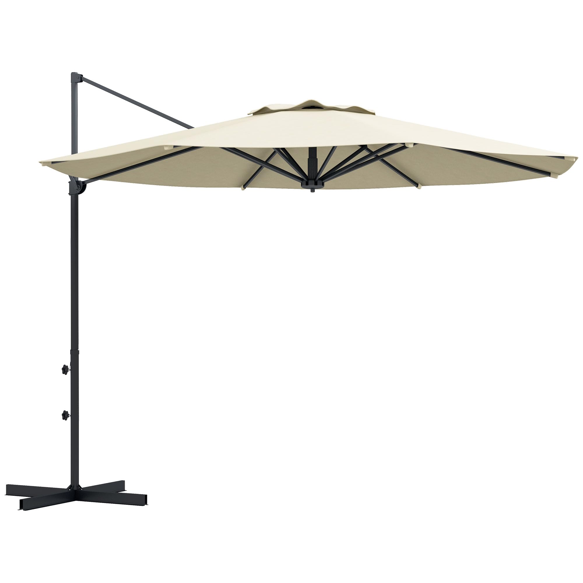 Outsunny Sombrilla de Jardín Ø294x242cm con Altura Ajustable