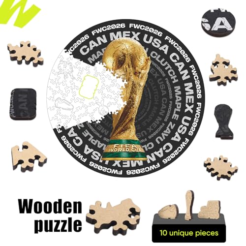 Image of FIFA World Cup 2026 Wooden Puzzles - 5MM Thick Officially Licensed Poster Puzzles - Premium World Cup 2026 Merchandise, Memorabilia Gift for Football Fan, Jigsaw Puzzle for Adult (FWC Ball, 200Pcs)