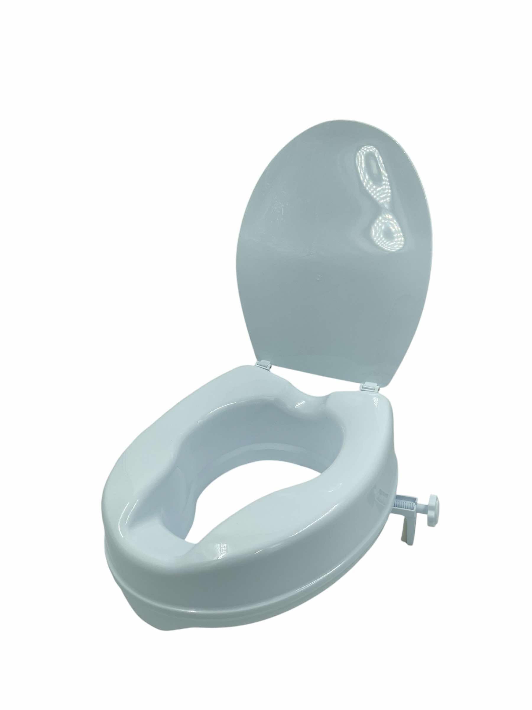 Erhöhter Toilettensitz, 10 cm, mit Deckel für ältere Menschen und Behinderte, bequeme erhöhte Toilettenerhöhung für Erwachsene, ideal für ältere Menschen und eingeschränkte Mobilitätshilfe