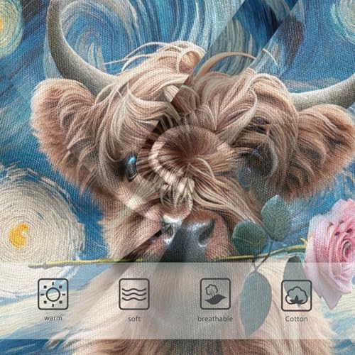 Highland Cow Starry Night Kids Underwear, Toddler Girl Briefs, Cotton Underwear Girls, 2–8 Years3