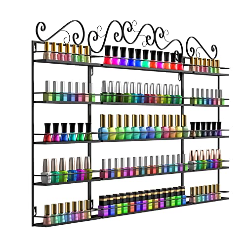 Lasieyo 5 Tier Nail Polish Racks, Nail Polish Racks For The Wall, Nail Polish Wall Rack Nail Polish Bottles | Essential Oil Storage Display Nail Polish Rack (170-200 Bottles - Black) #TOP1