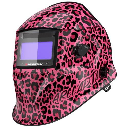 Image of ARCCAPTAIN Welding Helmet Auto Darkening, 1/1/1/1 True Color Welding Hood, 4 Arc Sensor 1/25000s Response Time Solar Powered Weld Hood Helmet, Leopard