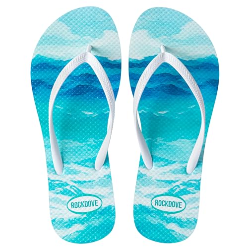 Image of RockDove Women's Seabreeze Printed Beach Flip Flops | Waterproof, Lightweight, Comfortable, Non-Slip, Indoor /Outdoor Sole, Gift-Ready, Breathable, Open Toe, Printed