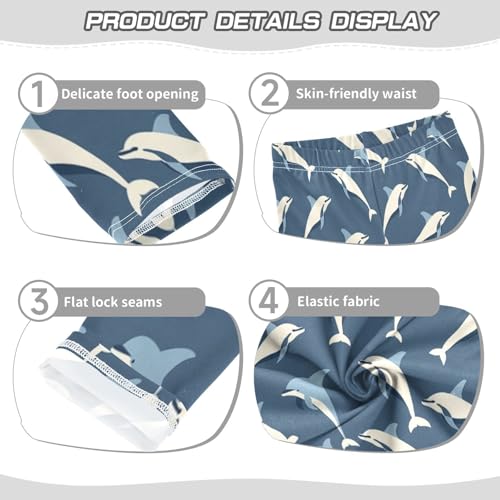 Bolaz Toddler Girls Leggings Printed Yoga Pants Leggings Blue White Whale for Kids3