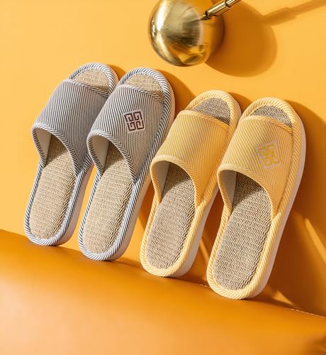 Flax Linen Blend Breathable Solid Color Slippers for Men3