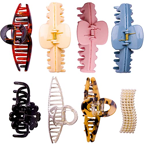 GRAUES 8 PCS large hair clips | octopus clips for thick hair | Crystal Resin - Plastic - Metal - claw clips | bannana clips cable thick hair for women