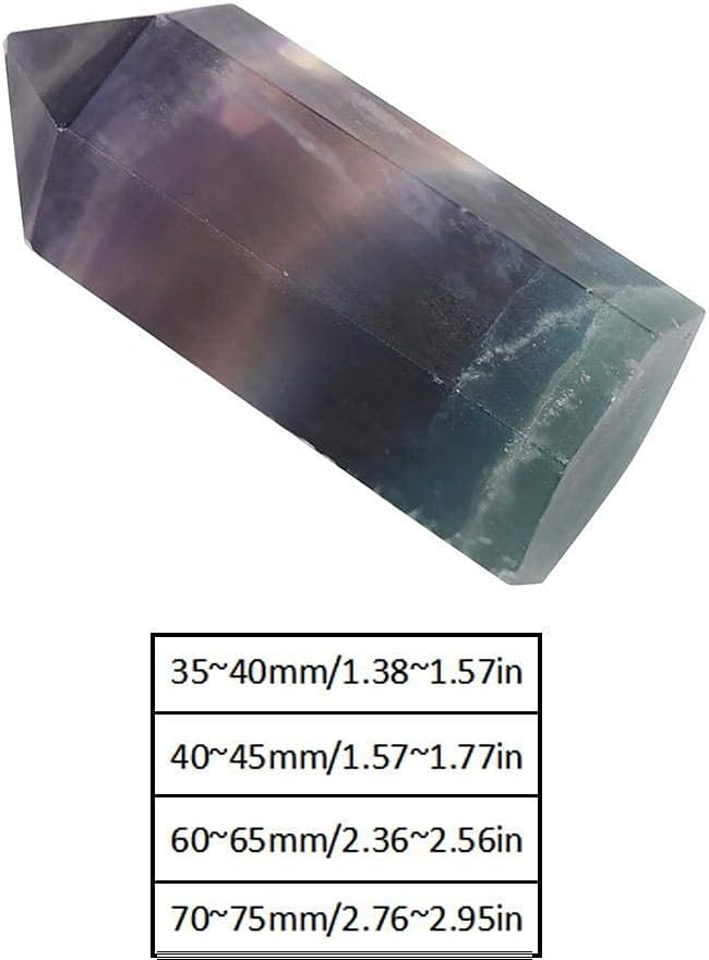 AUNMAS Fluorite Crystal Wand Hexagonal Shape Natural Stone Desktop Decor Home Office Meditation Smooth Polished 35-40mm Rainbow Fluorite Compact Size Vibrant Color Unique Mineral Patterns