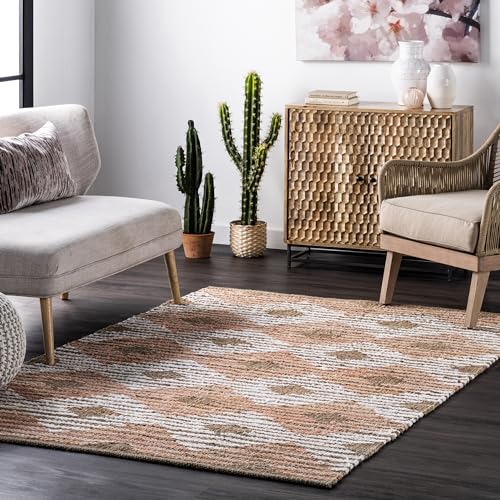 Tapis en jute nuLOOM Marla rose mini format pour protéger meuble - 2