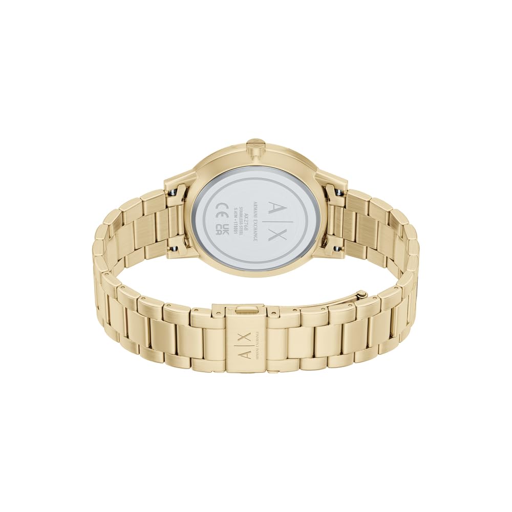 Armani Exchange Orologio da Uomo 42MM in Acciaio Inossidabile Color Oro, AX7178SET