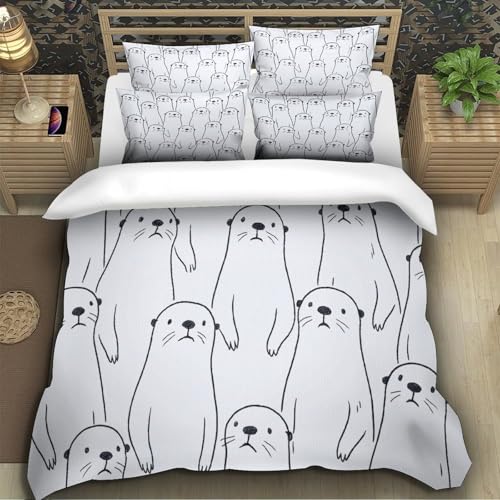 Housse de couette loutre 140x200 parure de lit 3D microfibre pour enfant - 5