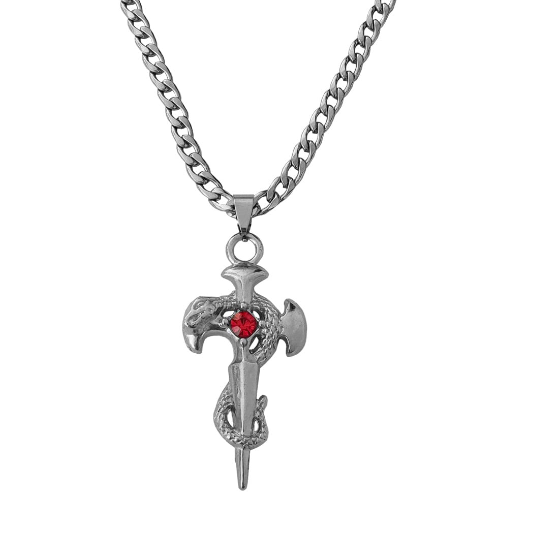 Biker jewelry Viking Gothic Snake Red And Silver Stainless Steel Pendant Necklace Chain For Men And Women SPn20221110