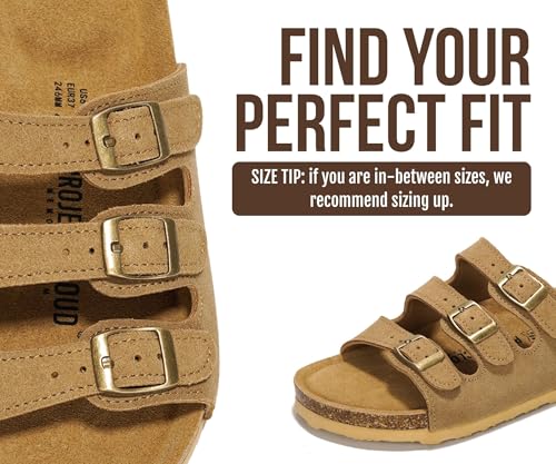 Image of Project Cloud 100% Genuine Leather Summer Sandals for Women 2026 - Memory Foam & Cork Footbed Beach Vacation Essentials Womens Sandals Comfortable Lightweight Slides for Women Footwear (Capri)