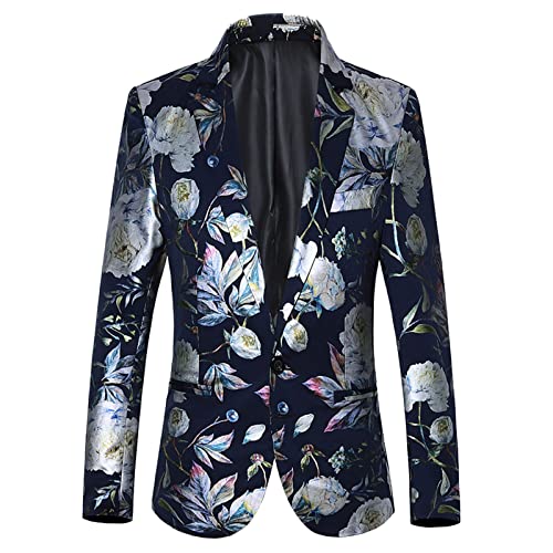 Veste homme bleu avec revers boutonné design casual pour la mi-saison et l'hiver