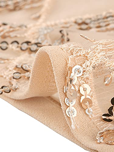 Allegra K Women's Christmas Sequin Shiny Glitter Crop Top Short Sleeves Tassel T-Shirt X-Small Rose #TOP5